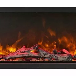 Amantii 100" Symmetry Extra Tall Clean Face Electric Fireplace Built-In Log & Glass W/ Surround
