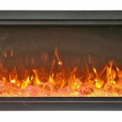 Amantii 34" Symmetry Extra Tall Clean Face Electric Fireplace Built-In Log & Glass W/ Surround