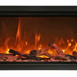 Amantii 34" Symmetry Extra Tall Clean Face Electric Fireplace Built-In Log & Glass W/ Surround