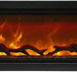 Fireplaces & Heaters Amantii 42" Symmetry Clean Face Electric Fireplace Built-In Log & Glass W/ Surround