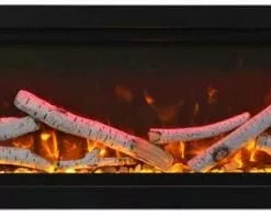 Amantii 74" Symmetry Clean Face Electric Fireplace Built-In Log & Glass W/ Surround Fireplaces & Heaters