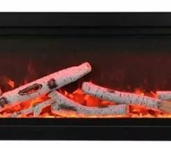 Amantii 74" Symmetry Clean Face Electric Fireplace Built-In Log & Glass W/ Surround Fireplaces & Heaters