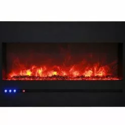 Amantii 88" Wall/Flush-Mount Linear Electric Fireplace W/ Steel Surround
