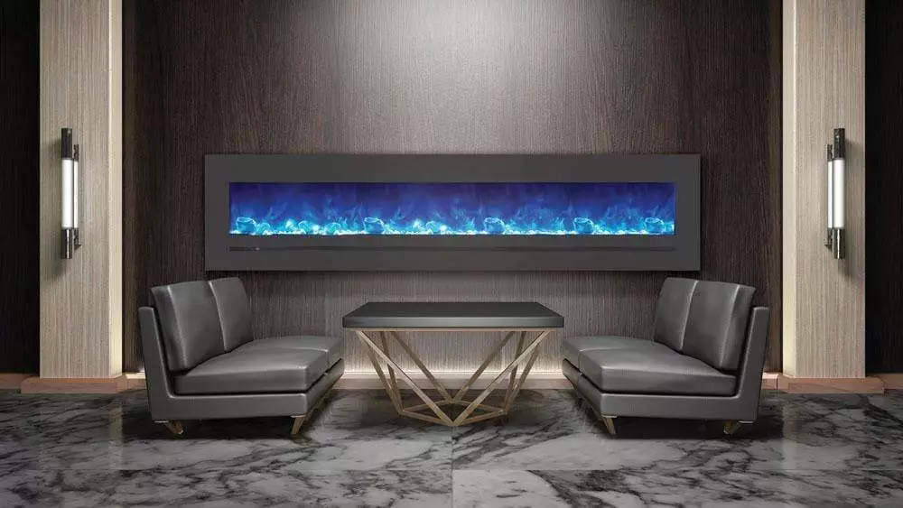 Amantii 88" Wall/Flush-Mount Linear Electric Fireplace W/ Steel Surround 2 Amantii 88" Wall/Flush-Mount Linear Electric Fireplace W/ Steel Surround