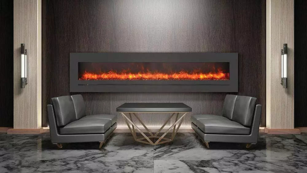 Amantii 88" Wall/Flush-Mount Linear Electric Fireplace W/ Steel Surround 3 Amantii 88" Wall/Flush-Mount Linear Electric Fireplace W/ Steel Surround