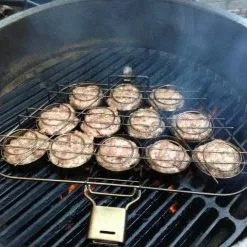 Big Green Egg Stainless Steel Mini-Burger Slider Basket With Detachable Handle