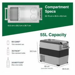 Outdoor Refrigeration & Barware Chilly Moose Portable Fridge-Freezer - "The Moose" 55L