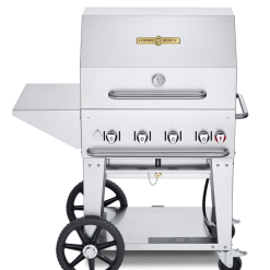 Crown Verity Premium Mobile Grill - Charbroiler 30" W/ Roll Dome & Removable End Shelf
