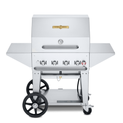 BBQs & Smokers Crown Verity Premium Mobile Grill - Professional Series Charbroiler 30" W/ Roll Dome & 2 Side Shelves