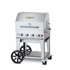 Crown Verity Premium Mobile Grill - Professional Series Charbroiler 30" W/ Roll Dome & Bun Rack BBQs & Smokers