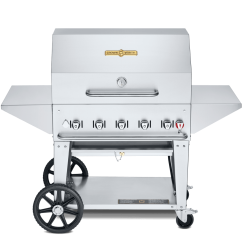 BBQs & Smokers Crown Verity Premium Mobile Grill - Professional Series Charbroiler 36" W/ Roll Dome & 2 Shelves