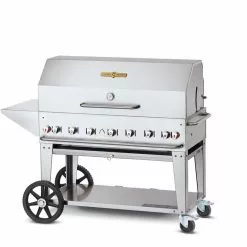 Crown Verity Premium Mobile Grill - Professional Series Charbroiler 48" W/ Roll Dome & Shelf