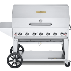 Crown Verity Premium Mobile Grill - Professional Series Charbroiler 48" W/ Roll Dome & Shelf