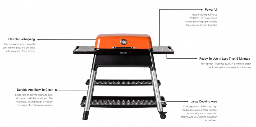 BBQs & Smokers Everdure 2 Burner Gas BBQ - Force 9 BBQs & Smokers Everdure 2 Burner Gas BBQ - Force