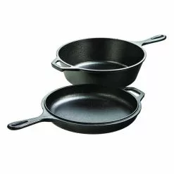 BBQ Accessories Lodge Deep Skillet Collection - 3 Quart Cast Iron Combo Cooker 10.25"