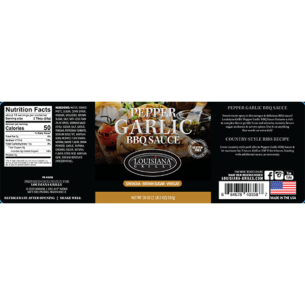 Louisiana Grills Pepper Garlic BBQ Sauce (18oz) 2 Louisiana Grills Pepper Garlic BBQ Sauce (18oz)