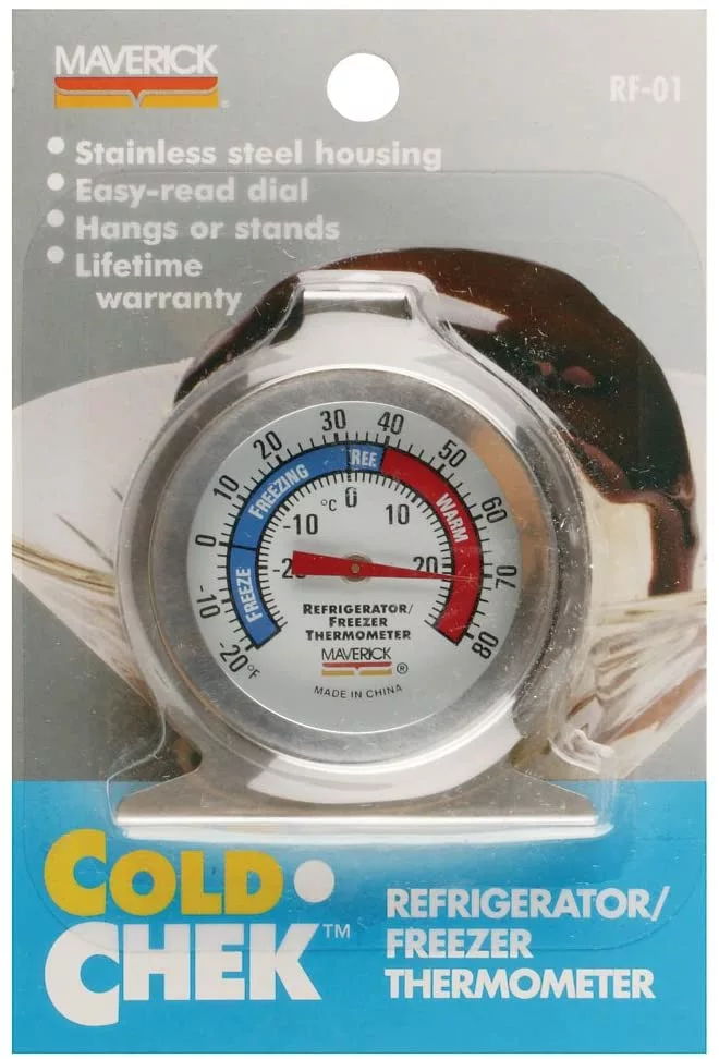 Maverick Housewares Redi-Chek Refrigerator/Freezer Thermometer, Silver RF-01 1 Maverick Housewares Redi-Chek Refrigerator/Freezer Thermometer, Silver RF-01