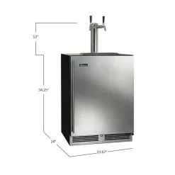 Perlick 24" C Series Indoor Beer Dispenser Dual Tap With Fully Integrated Panel HC24TB-4-2R-2