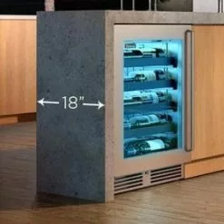 Perlick Signature Series Shallow Depth 18" Depth Outdoor Wine Reserve With Stainless Steel Glass Door, Hinge Right HH24WO-4-3R