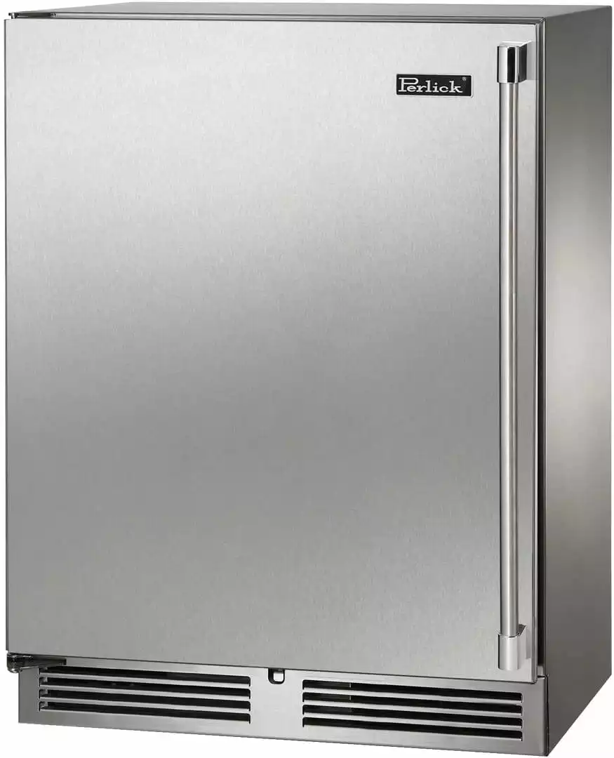 Perlick Signature Series Shallow Depth 18" Depth Outdoor Wine Reserver With Stainless Steel Solid Door, Hinge Left HH24WO-4-1L 1 Perlick Signature Series Shallow Depth 18" Depth Outdoor Wine Reserver With Stainless Steel Solid Door, Hinge Left HH24WO-4-1L