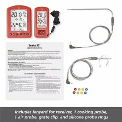 BBQ Accessories ThermoWorks Smoke X2 Long-Range Remote BBQ Alarm Thermometer TX-1700