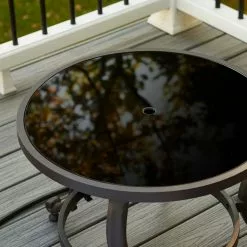 National Energy Equipment BBQ Accessories Tog 20 Round Black Tempered Glass Burner Cover FST CFT-GLASS